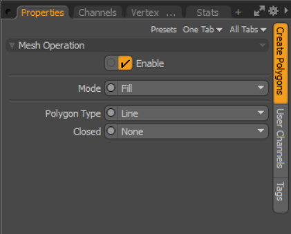 Property panel for Create Polygon mesh operation